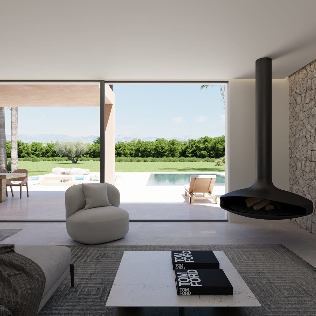 Construction project for modern villa with fantastic pool garden area and far-reaching views in Sencelles