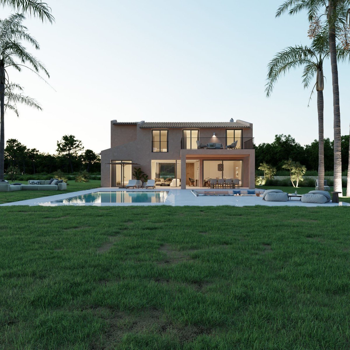 Sencelles: Construction project for modern villa with fantastic pool garden area and far-reaching views in Sencelles 