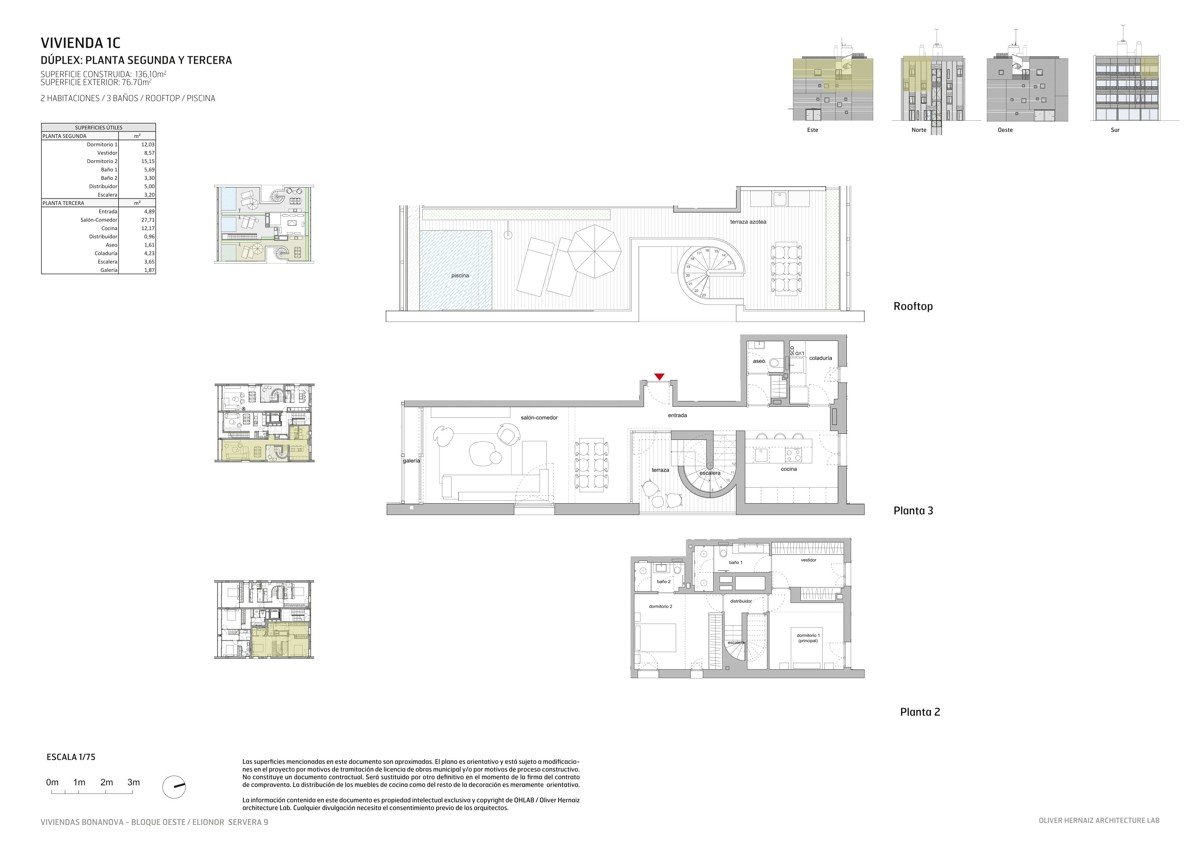 New construction duplex luxury penthouse with roof terrace, pool and sea view in Bonanova