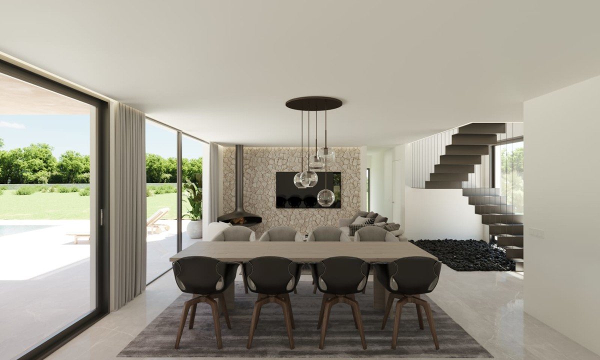 Proyecto de construcción de villa moderna con fantástica zona ajardinada con piscina y vistas de gran alcance en Sencelles