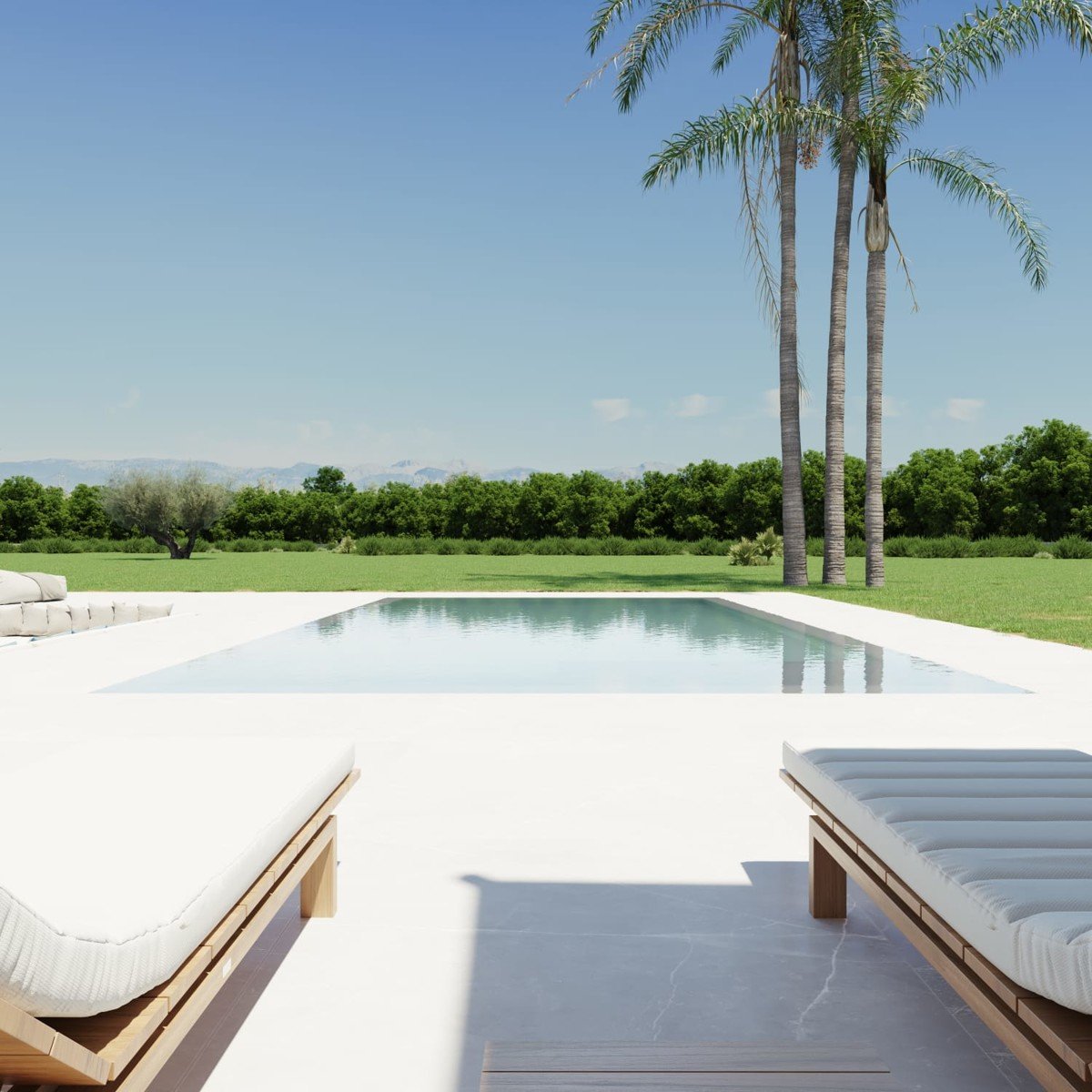 Proyecto de construcción de villa moderna con fantástica zona ajardinada con piscina y vistas de gran alcance en Sencelles